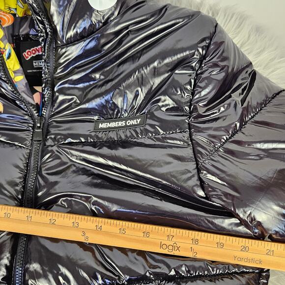 Members Only Space Jam Looney Tunes HiShine Black Puffer Jacket Large Lola Bunny - Picture 15 of 16